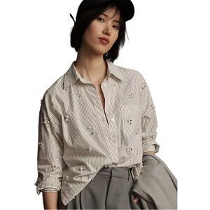 Maeve by Anthropologie The Bennet Buttondown - stripes w/ pearl embellishment